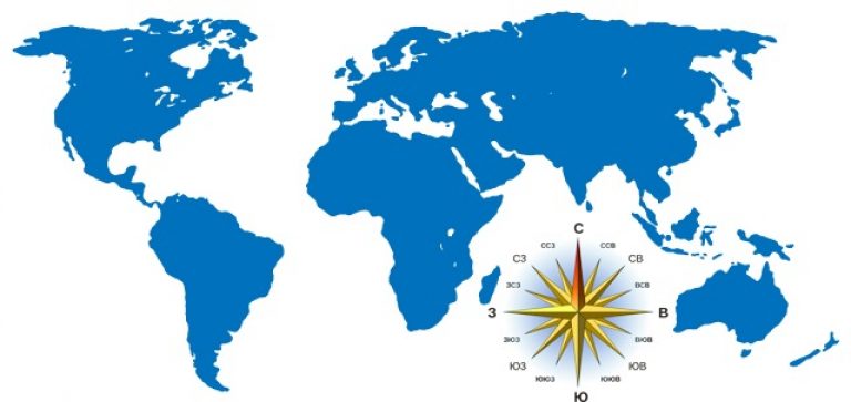 Карта с севером и югом